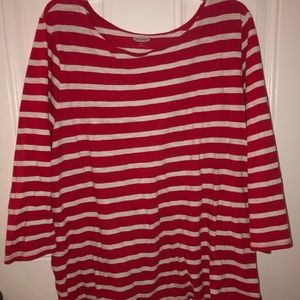 Quarter-sleeve striped blouse